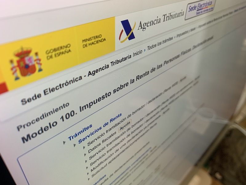 foto de pantalla con pagina web aeat