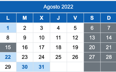 Calendario Fiscal Agosto 2022