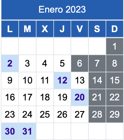 calendario fiscal enero 2023 AEAT